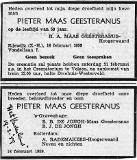 Overlijdensberichten P. (Pieter) MG (1959)